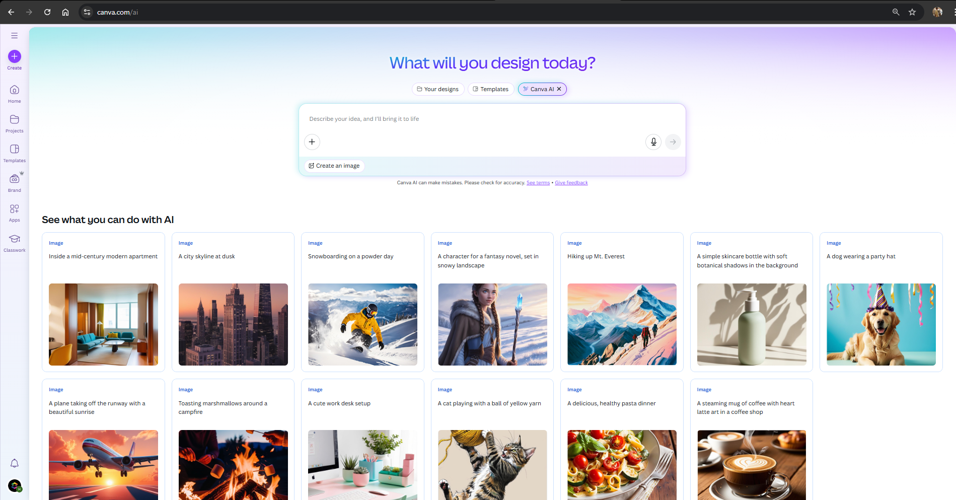 Canva AI Interface