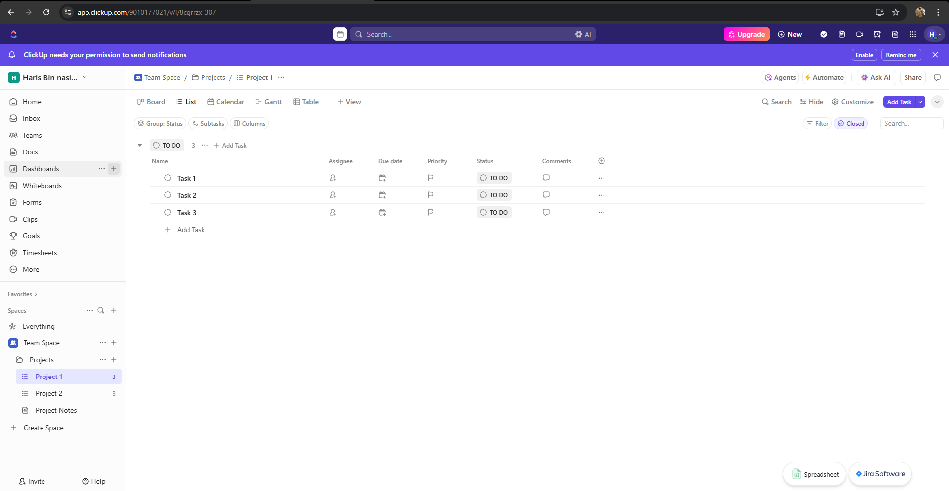 ClickUp AI Interface