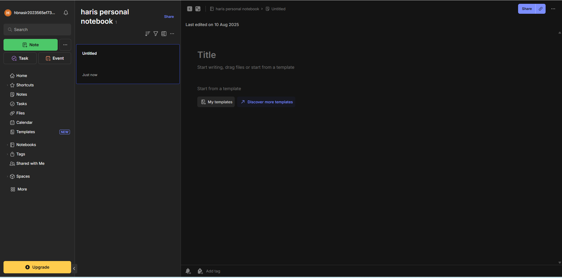 Evernote Interface