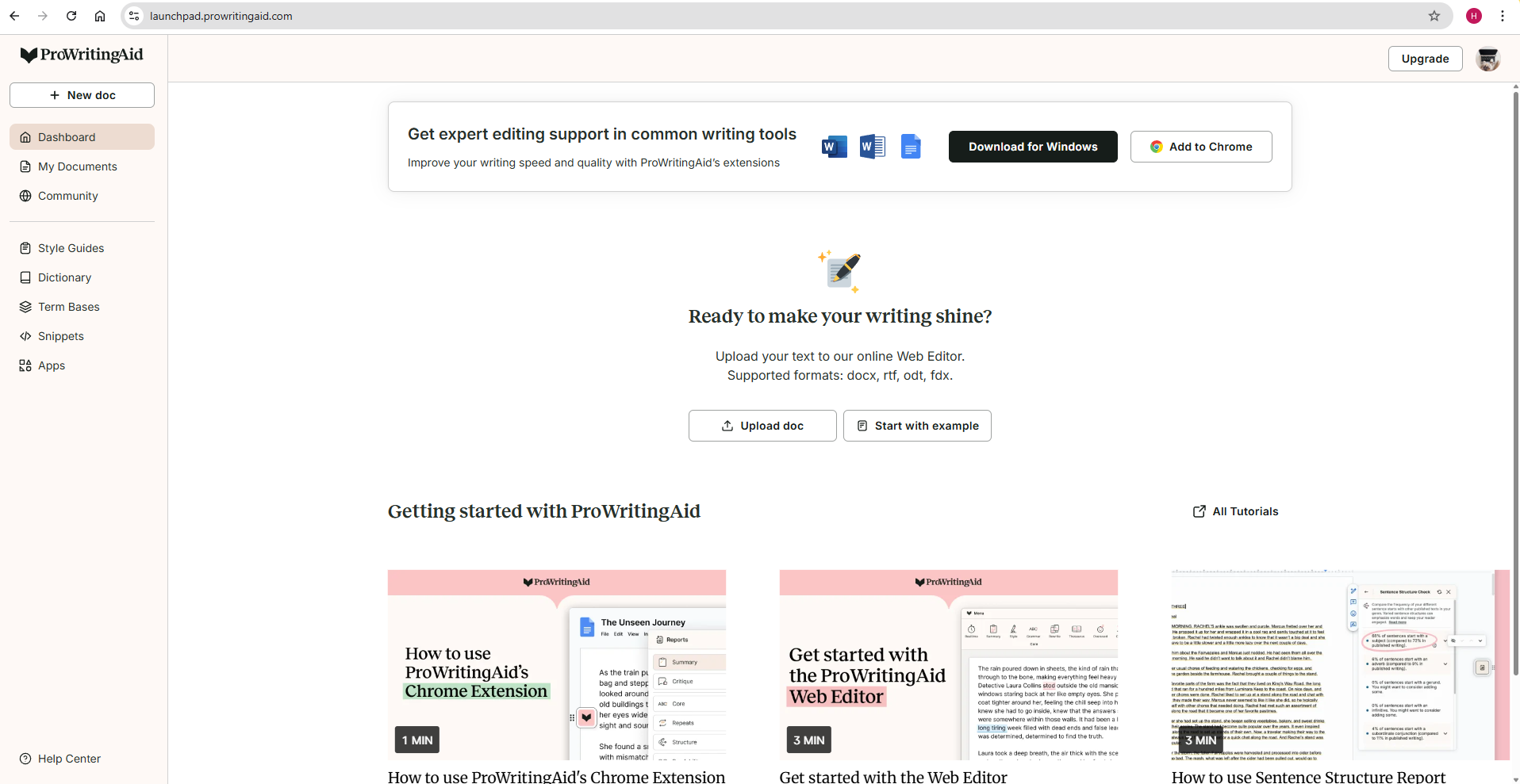 ProWritingAid Interface