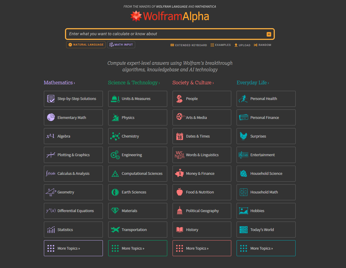 Wolfram Alpha Interface